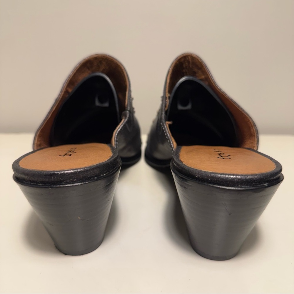 Frye & Co. Phoenix Leather Studded Heeled Mule Womens Size 9.5 Gold Grunge West - Picture 4 of 9